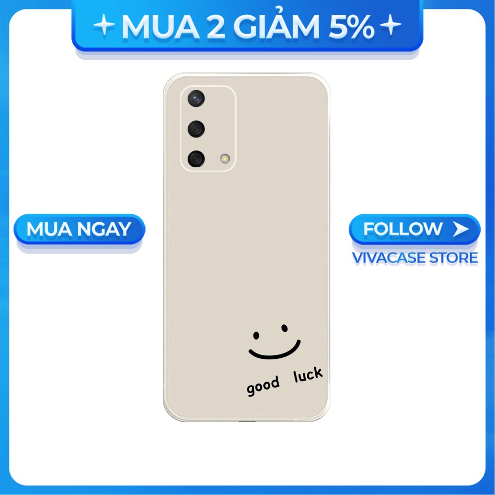 Ốp lưng cạnh vuông OPPO A1K/A5S/A74/A54/....viền bảo vệ camera hình Good Luck