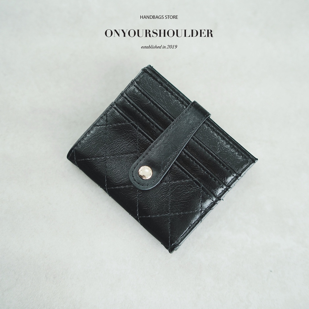 Ví da nữ thời trang màu đen nhỏ gọn, cardholder tiện lợi đựng nhiều thẻ Onyourshoulder