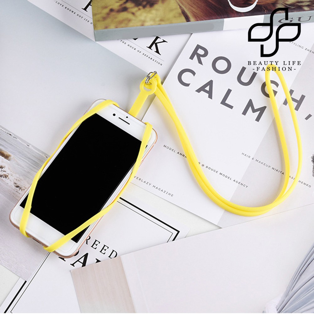 【NEW】Silicone Phone Back Case Card Holder with Lanyard Sling Necklace Strap Neck Cord