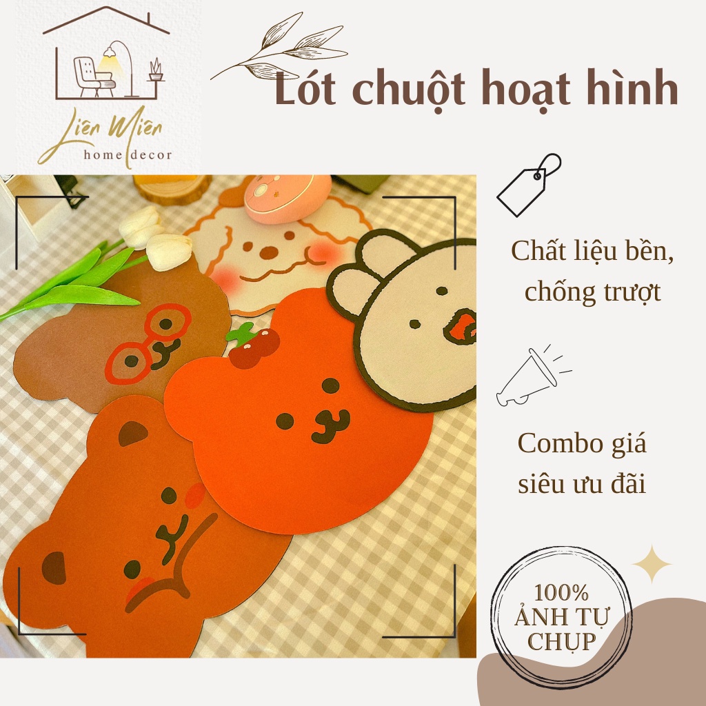 Miếng lót chuột máy tính chống trượt, mềm dẻo, phong cách hoạt hình dễ thương