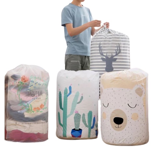 Túi đựng đồ đa năng có dây rút tiện lợi - Túi đựng quần áo, chăn ga chống thấm siêu to No.101254