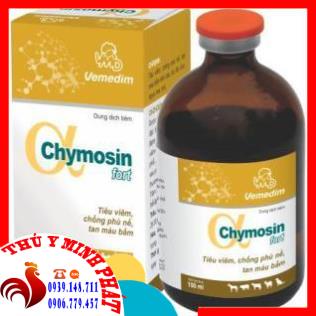 CHYMOSIN FORT CHAI 100ml - Tiêu viêm, chống phù, tan máu bầm cho trâu bò, dê cừu, ngựa, heo, chó