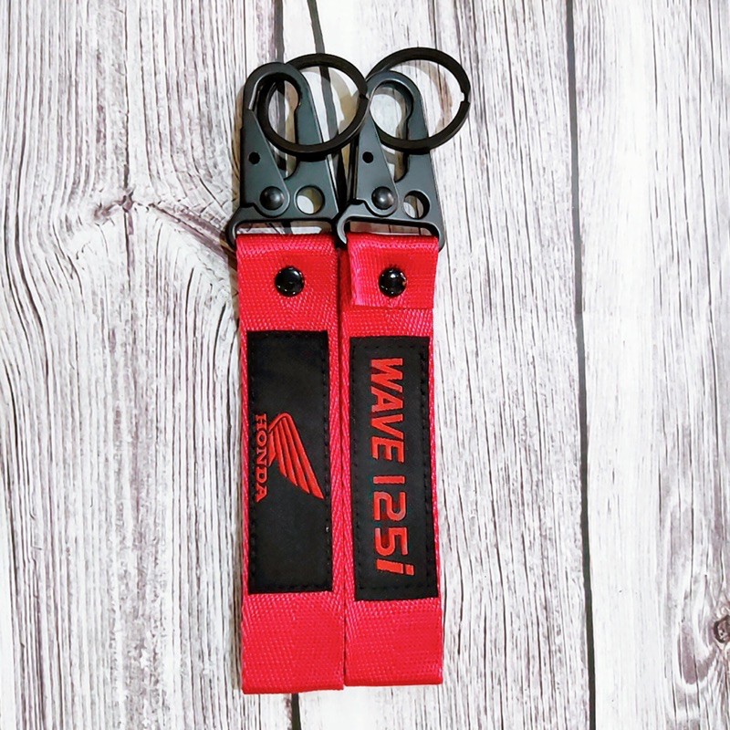 Móc khoá dây cho Honda Wave 125i  ..... Móc bằng thép không gỉ , logo vải thêu