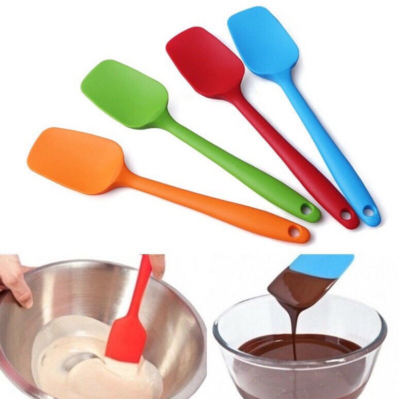 Phới dẹt trộn bột spatula silicon chịu nhiệt, phới đúc liền dùng để đánh bột, vét, vét kem làm bánh đồ ăn dặm