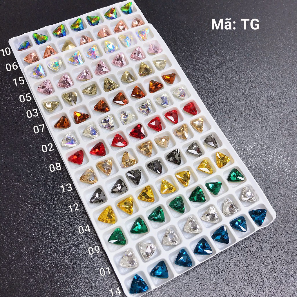 Túi 10 Viên Đá khối Nail Hình Tam Giác Chân Vàng Trang Trí Móng ANGELICA TG