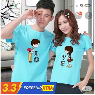 Áo đôi nam nữ màu xanh thiên thanh, áo cặp đẹp nhất [ giá 2 áo ]