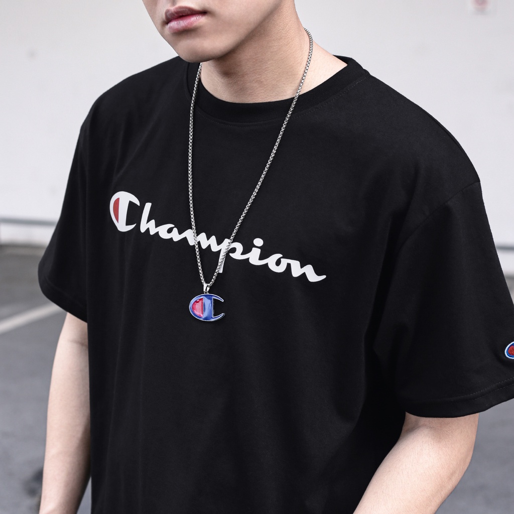ÁO THUN CHAMPION BIG LOGO CHỮ IN MÀU ĐEN
