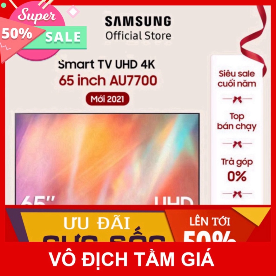 Smart Tivi Samsung Crystal UHD 4K 65 inch UA65AU7700KXXV - Miễn phí lắp đặt
