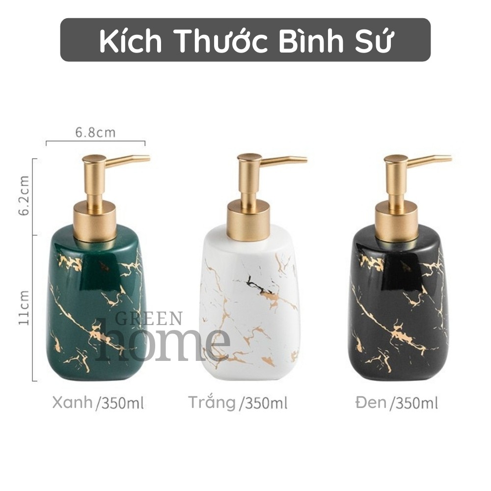 Chai Đựng Sữa Tắm Dầu Gội, Bình Đựng Nước Rửa Tay Dung Tích 350ml Bằng Gốm Sứ Cao Cấp