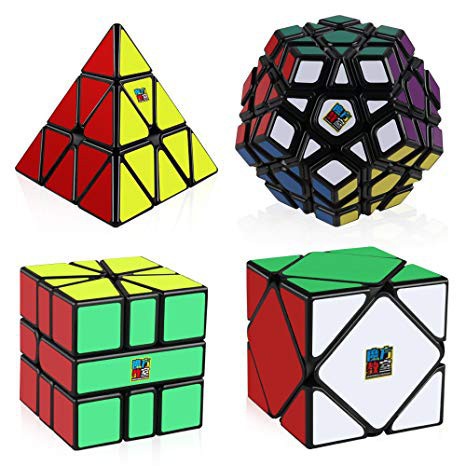 Đồ chơi Combo 4 rubik MoFangJiaoShi Gift Packing with 4 cubes Black - Combo rubik biến thể