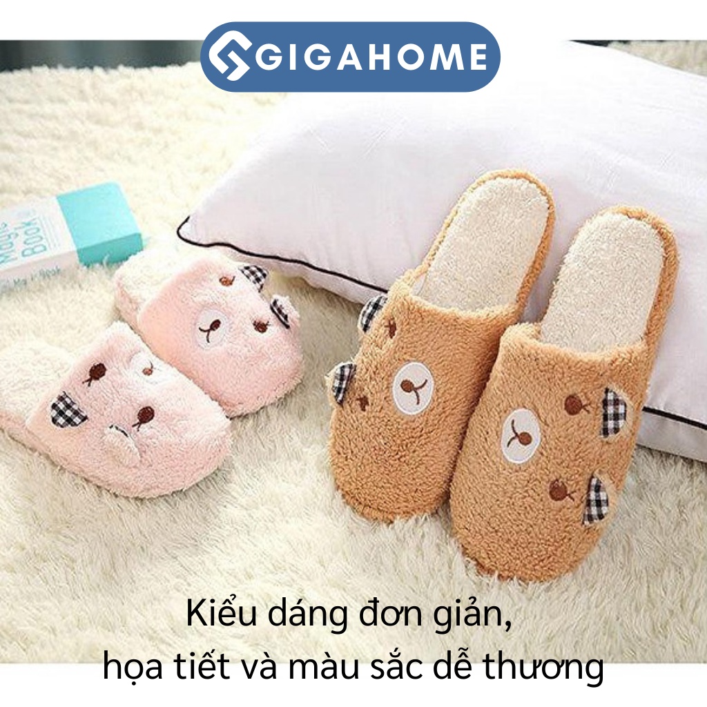 Dép Bông Đi Trong Nhà GIGAHOME Hình Gấu Đáng Yêu, Giữ Ấm Đôi Chân 3622