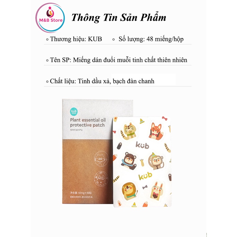 Bộ 48 Miếng Dán Chống Muỗi Tinh Dầu Thiên Nhiên - KUB, An Toàn Cho Trẻ Sơ Sinh và Mẹ Bầu