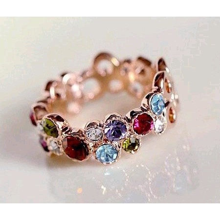 Nhẫn đính đá nhiều màu thiết kế thời trang