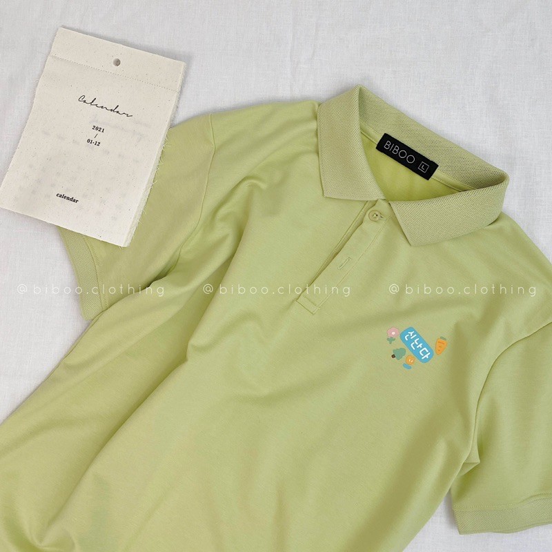 BIBOO - Áo polo có cổ tay ngắn form unisex nam nữ CHỮ HÀN chất liệu cotton cao cấp