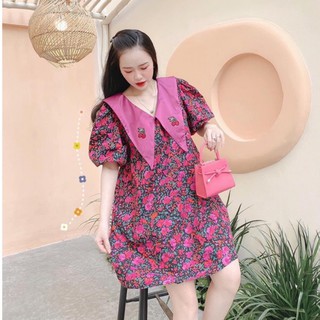 [Siêu Hot] Váy Hoa Hồng Dáng Suông, Đầm Hoa Tay Cộc Siêu Xinh Có Ảnh Thật Kèm Video