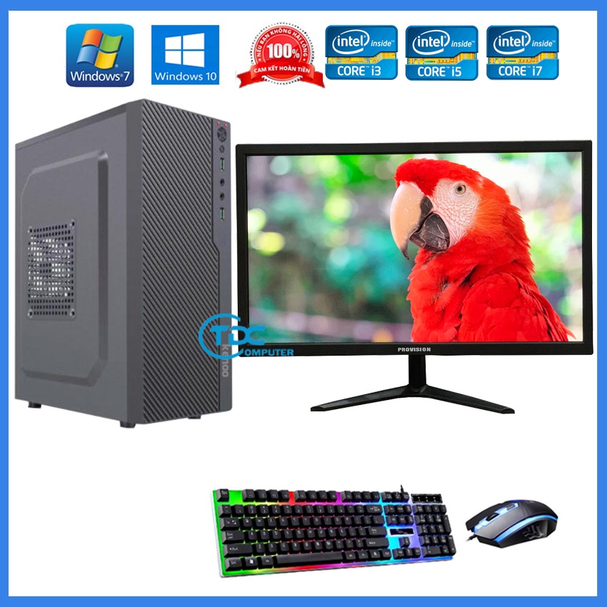 Bộ máy tính để bàn MAX PC+Màn hình 24'' Full HD Provision core i3, i5 i7 Ram 4GB,SSD 120GB + Quà Tặng bô phím chuột | BigBuy360 - bigbuy360.vn