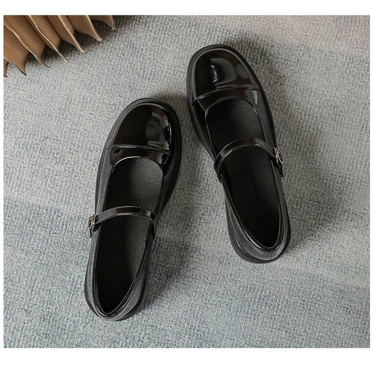 Giày búp bê nữ quai cài vá mũi phối màu cực xinh điệu đà mã V44