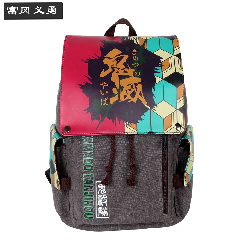 Ba lô canvas họa tiết hoạt hình Anime demon slayer kamado tanjirou kamado nezuko agatsuma zenitsu