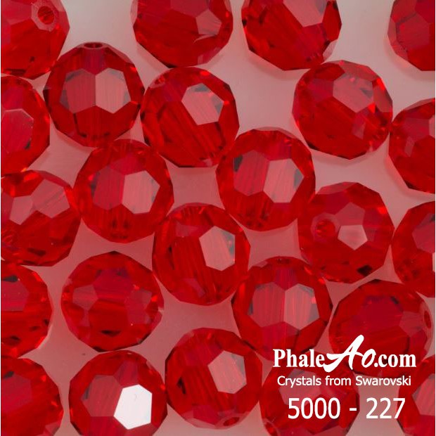 Pha lê Swarovski Hạt tròn 5000 màu đỏ 227 light siam 6,8,10ly - phaleAo