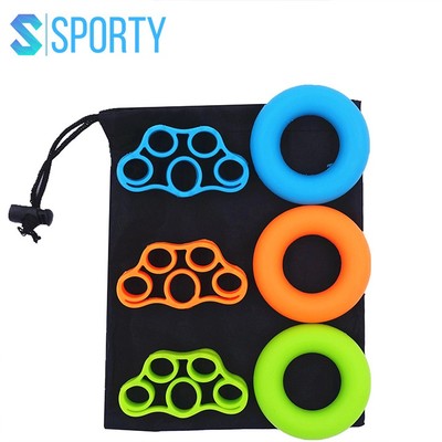 Dụng cụ luyện tập cơ ngón tay, bộ bóp tập 6 món bóp tay silicone YGW27 hỗ trợ các bài tập tay SPORTY
