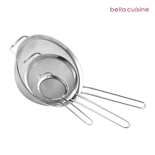 Bella Set 3 Dụng Cụ Rây Bột Bằng Thép Không Gỉ Tiện Dụng Cho Nhà Bếp