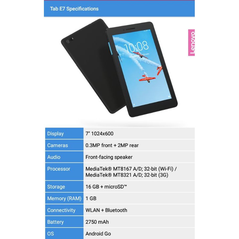 Máy tính bảng Lenovo Tab E7 TB-7104I / Mới 100% Hàng Chính Hãng | Bảo hành 12 tháng | BigBuy360 - bigbuy360.vn
