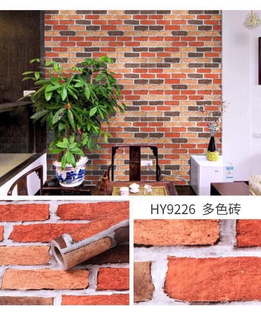 10m giấy dán tường giả gạch đỏ  - 10m decal dán tường giả gạch đỏ có keo sẵn bóc dán đơn giản