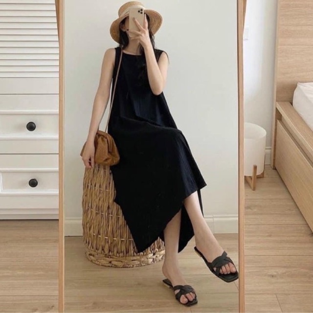 Váy maxi dáng suông sát nách chất đũi nhiều màu - SL14