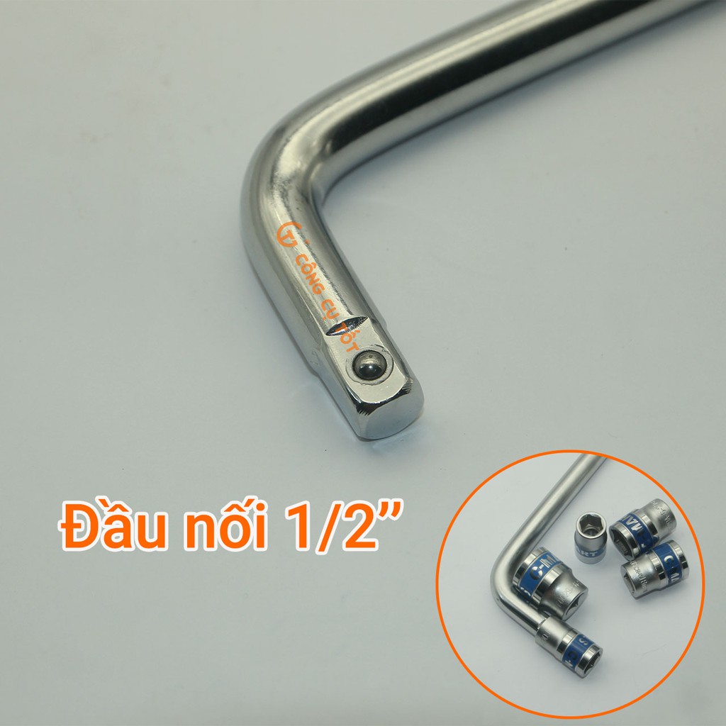 Tay vặn chữ L 1/2&quot; thép CrV trắng 250mm