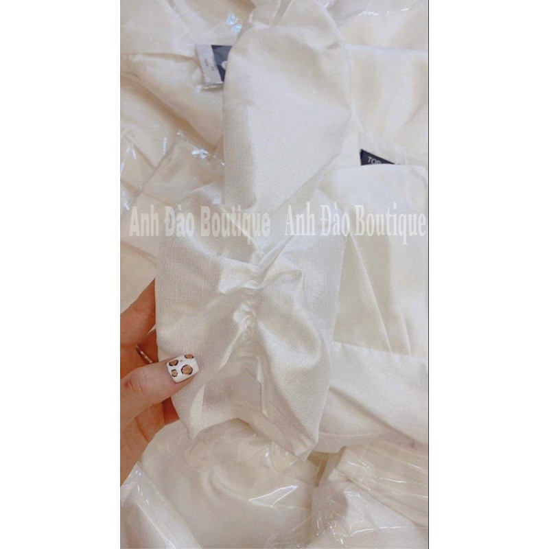 Váy Trắng Thiết Kế Xẻ Ngực Tay Lỡ Nhún Phồng Dự Tiệc Chất Taffa Nhũ Cao Cấp V0039 Size S M L AĐ BOUTIQUE