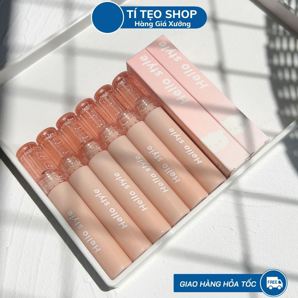 Son Bóng HELLO STYLE Màu Nude Nhạt Mềm Mượt Dưỡng Môi Chống Thấm Nước Nội Địa Trung