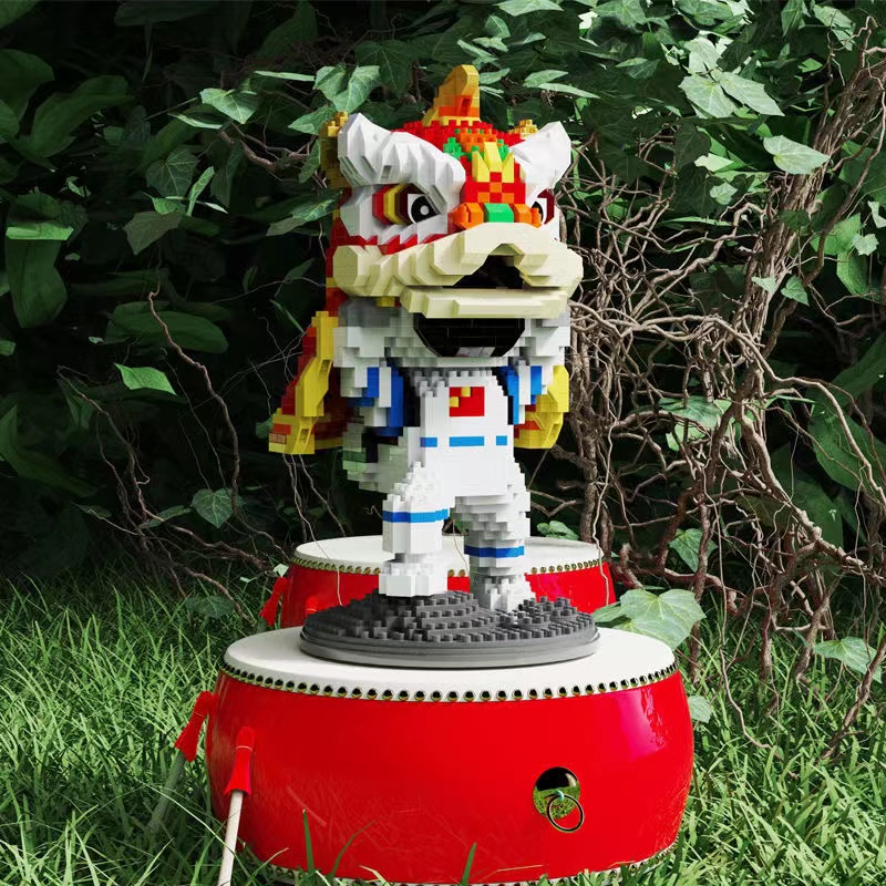 Bộ Đồ Chơi Lắp Ráp Mô Hình Mini Hình Phi Hành Gia Rồng Sư Tử Sáng Tạo Cho Trẻ Em