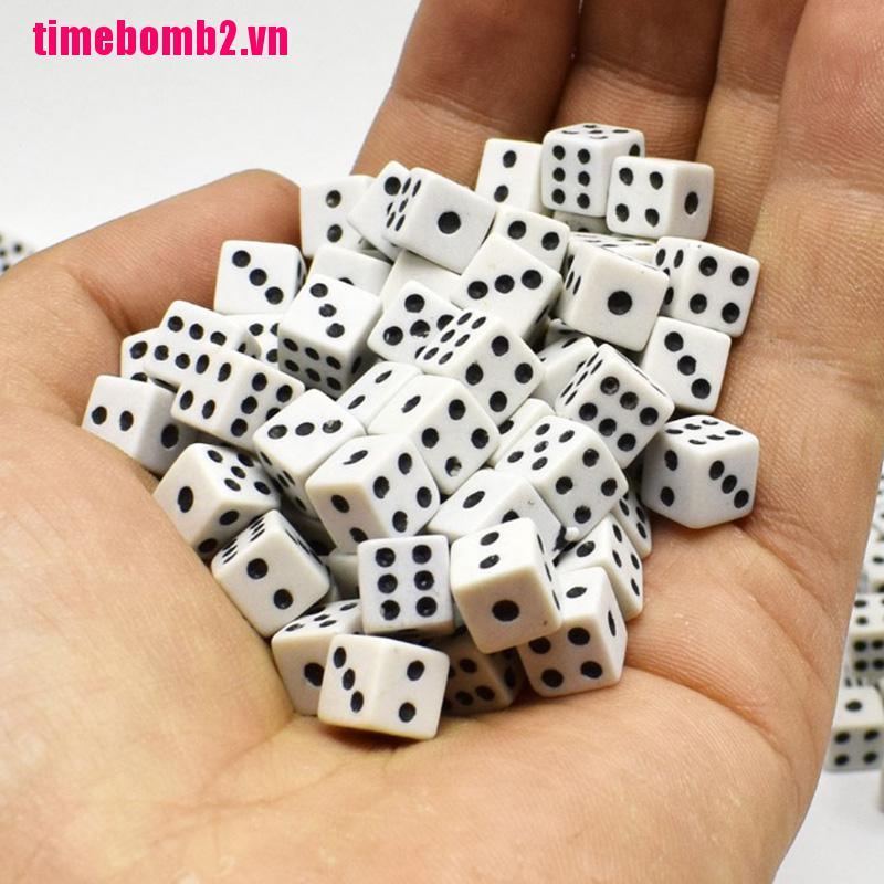 Set 50 Viên Xúc Xắc Nhựa Màu Trắng Kích Thước 8mm