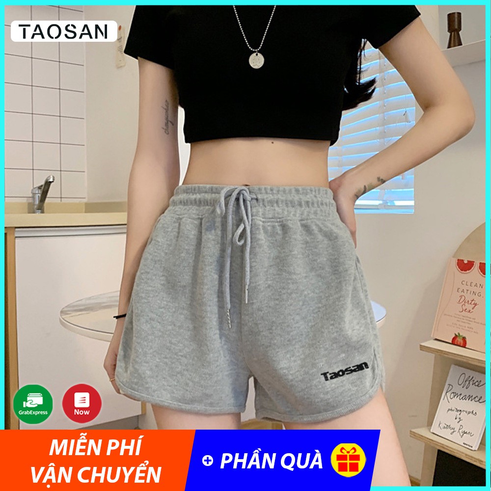 Quần đùi nữ da cá cạp chun ống rộng chất cotton thoáng mát basic trơn mặc nhà Taosan | BigBuy360 - bigbuy360.vn