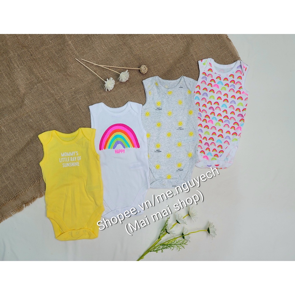 (Chọn màu- Đủ size Body chip ba lỗ cotton cho bé 3-13kg (3M,6M,9M,12M,18M,24M)- From nhỏ- Chất cotton mỏng mát