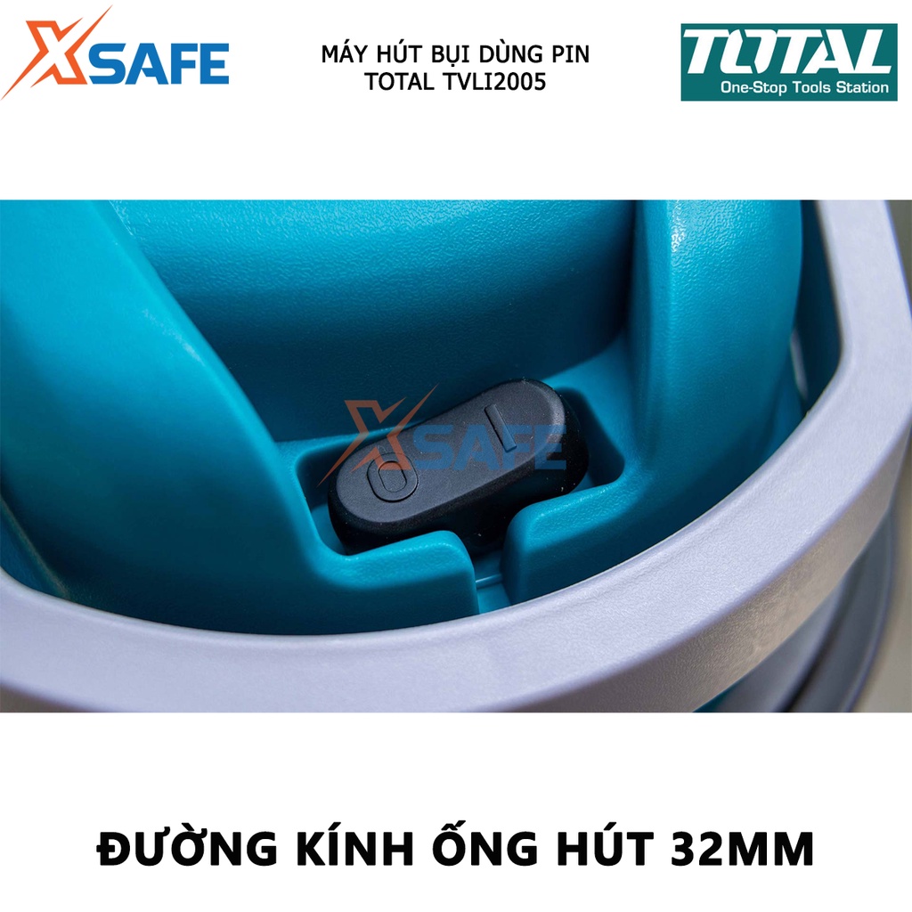 Máy hút bụi dùng pin 20V TOTAL TVLI2005 bình chứa 20L thép không gỉ - không bao gồm pin và sạc - xsafe