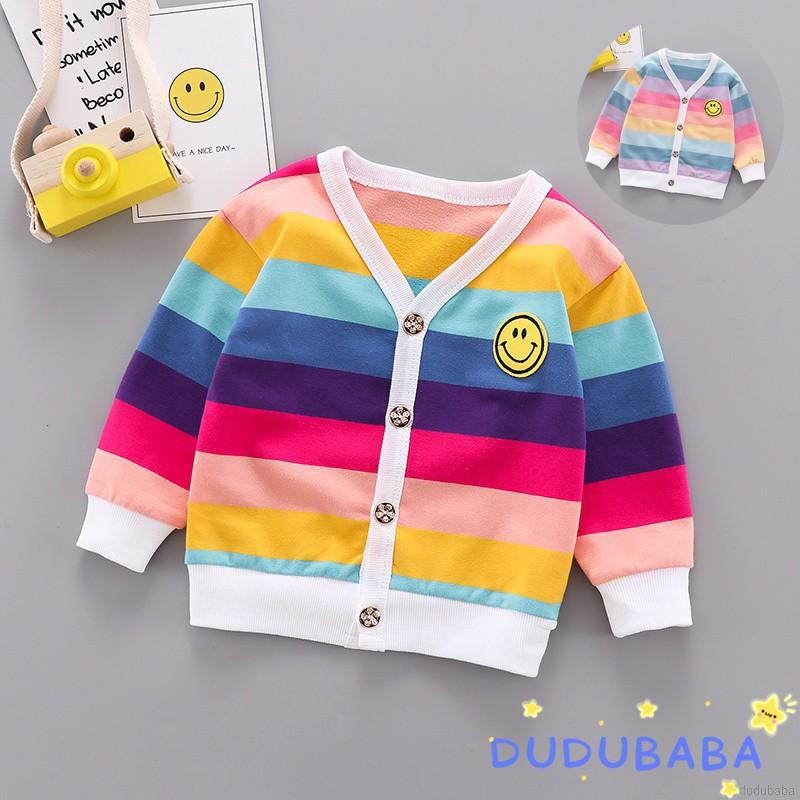 Áo khoác cardigan phối sọc đủ màu mùa thu đông cho bé