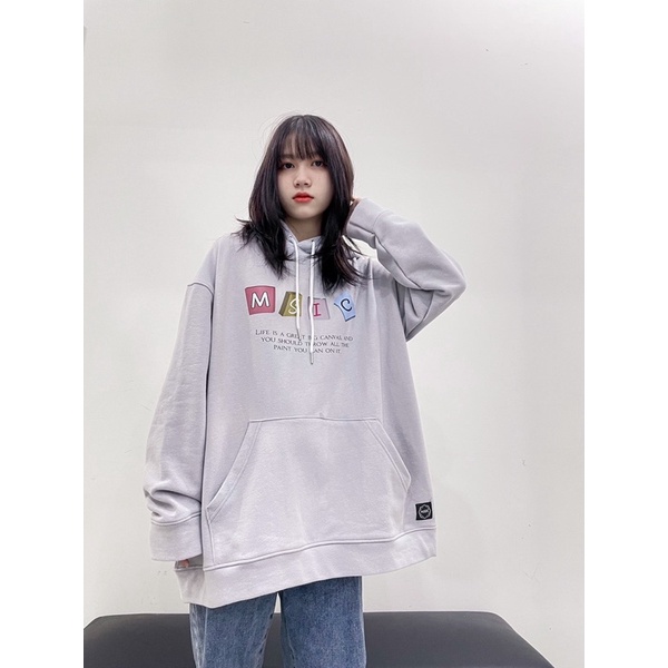 Áo Hoodie Canva Xám ánh tím ( Màu xem video )
