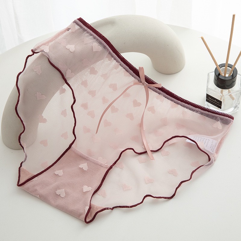 Quần Lót Nữ Ren Sexy Cao Cấp mềm mại trái tim đính nơ điệu đà gợi cảm mẫu A50