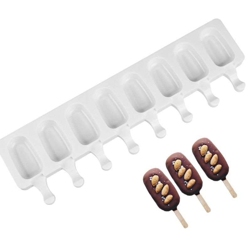 Khuôn silicon 8 lỗ làm que kem tiện dụng