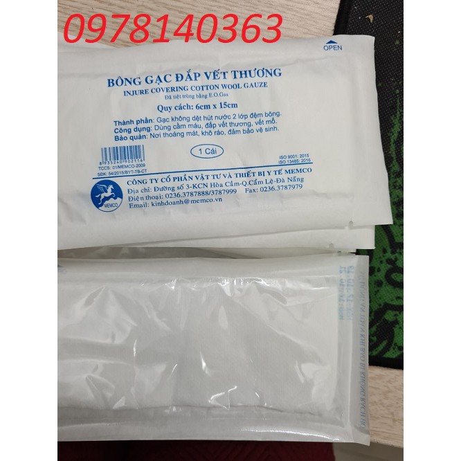 COMBO 10 miếng bông gạc đắp vết thương memco 6x15cm