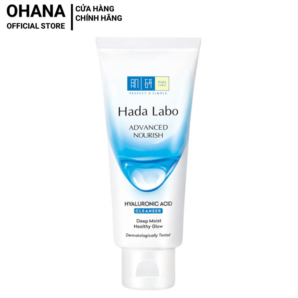 Kem rửa mặt sạch sâu, dưỡng ẩm tối ưu Hada Labo Advanced Nourish Hyaluronic Acid Cleanser 80g (Trắng)