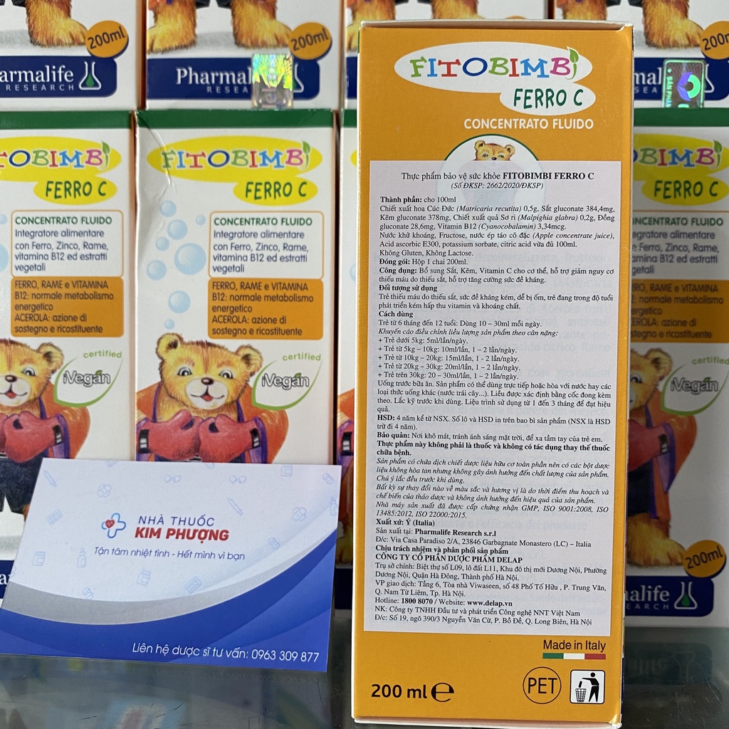 Fitobimbi Ferro C, bổ sung Sắt, Kẽm và các Vitamin, Khoáng Chất. Giúp tăng đề kháng, tăng hệ miễn dịch cho bé