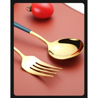 Set 3 Bộ Muỗng Đũa Nĩa Cá Nhân Bằng Thép Không Gỉ 304 Phủ Bóng Mạ Vàng Bạc Cao Cấp