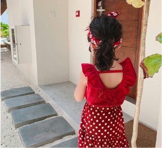 🌞 Sét váy đỏ chấm bi 🌞