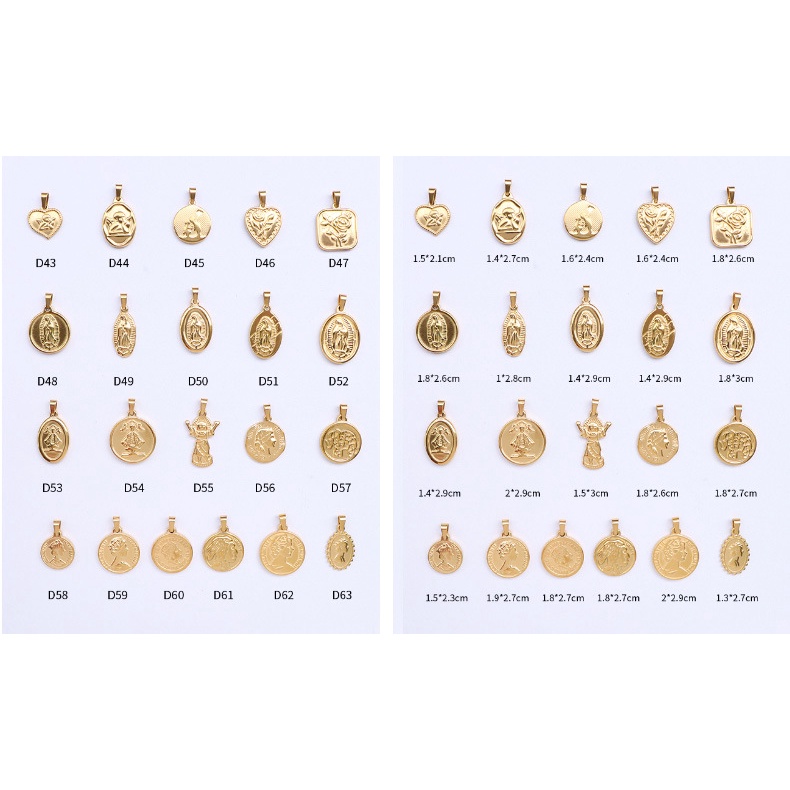 Mặt dây chuyền bằng thép titan mạ vàng 18K phong cách retro