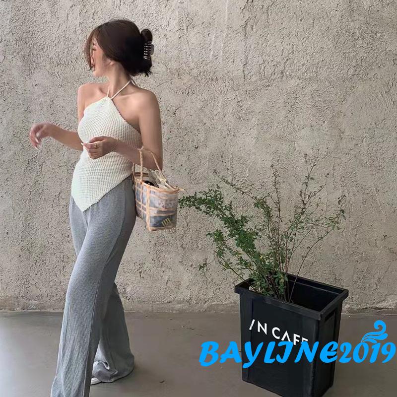 Áo Dệt Kim Hai Dây Màu Sắc Trơn Thời Trang Mùa Hè Cho Nữ