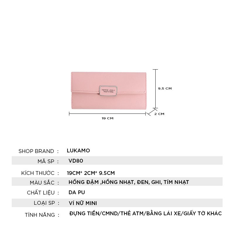 Ví nữ cao cấp cầm tay thời trang nhiều ngăn giá rẻ LUKAMO VD80