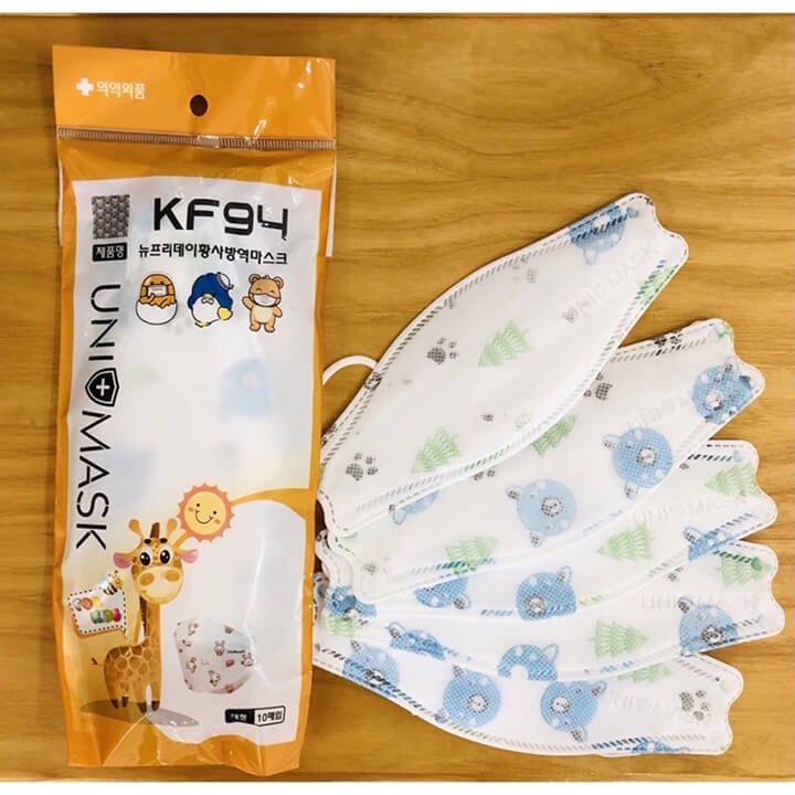 Khẩu trang trẻ em 4D KF94 Uni Mask 4 lớp Hàn Quốc cho bé 3-10 tuổi, giúp bé kháng khuẩn, chống bụi mịn bảo vệ hô hấp