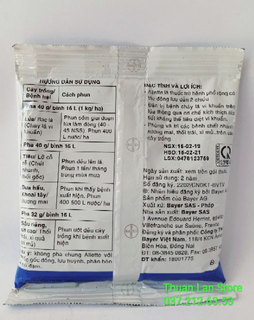 Thuốc Trừ Bệnh Cây Trồng Aliette 80WG Trừ Nấm Bệnh, Thối Rễ gói 100g
